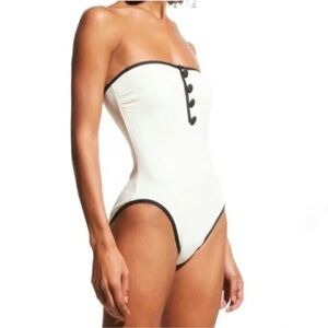 NEW Kate Spade One Piece Bandeau Swimsuit S77363A Ivory Size Small NWT